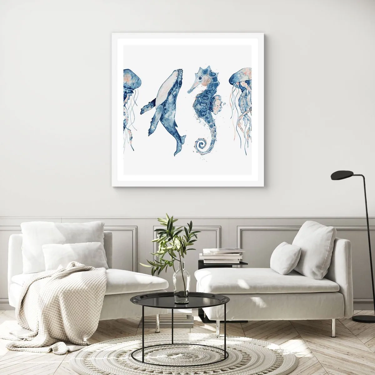 Affiche dans un cadre blanc - Poster - Merveilles de la mer - 60x60 cm