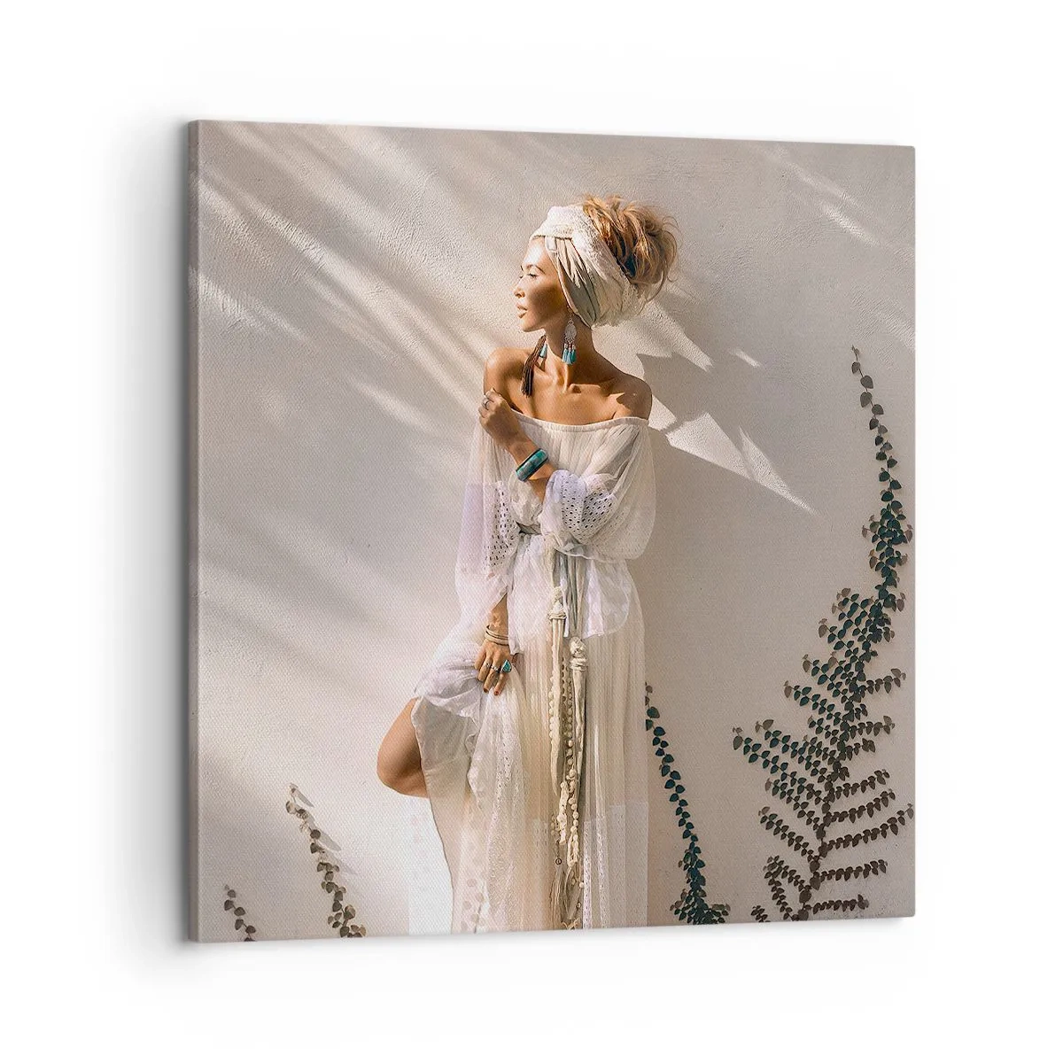 Impression sur toile - Image sur toile - Le soleil et la fille - 60x60 cm