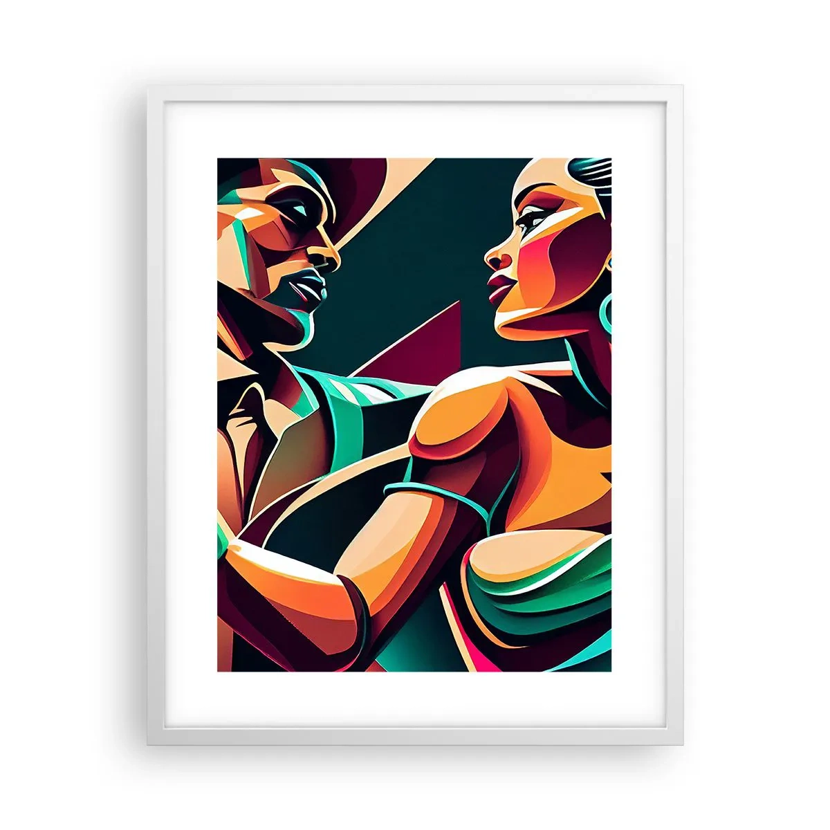 Affiche dans un cadre blanc - Poster - Au rythme du coeur - 40x50 cm