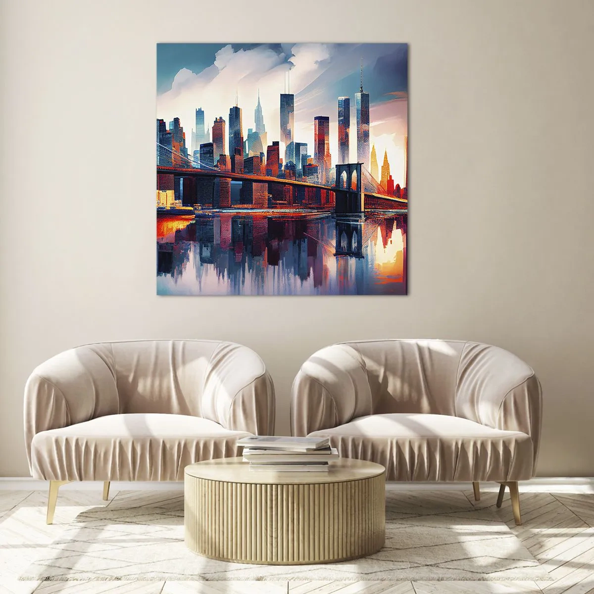 Impression sur verre - Image sur verre - New York onirique - 70x70 cm