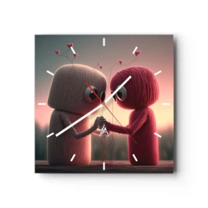 Horloge murale - Pendule murale - Personnages en fil dans un décor charmant sur le thème du cœur - 30x30cm - Tout le monde a le droit d'aimer - Décoration murale moderne pour le salon et la chambre ARTTOR