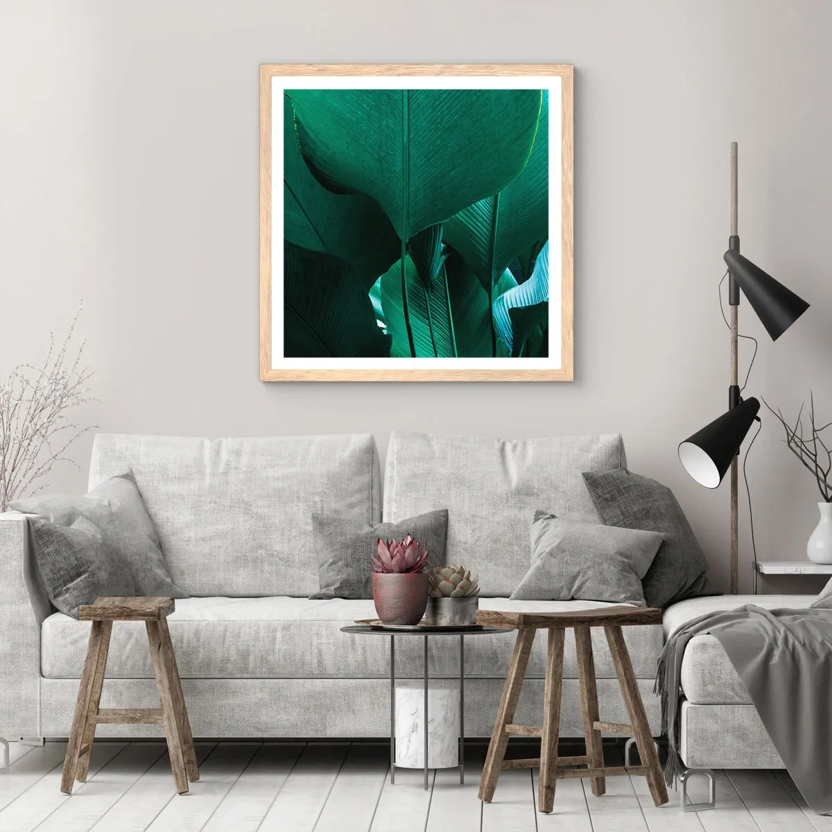 Affiche dans un chêne clair - Poster - Tourné vers la lumière - 60x60 cm