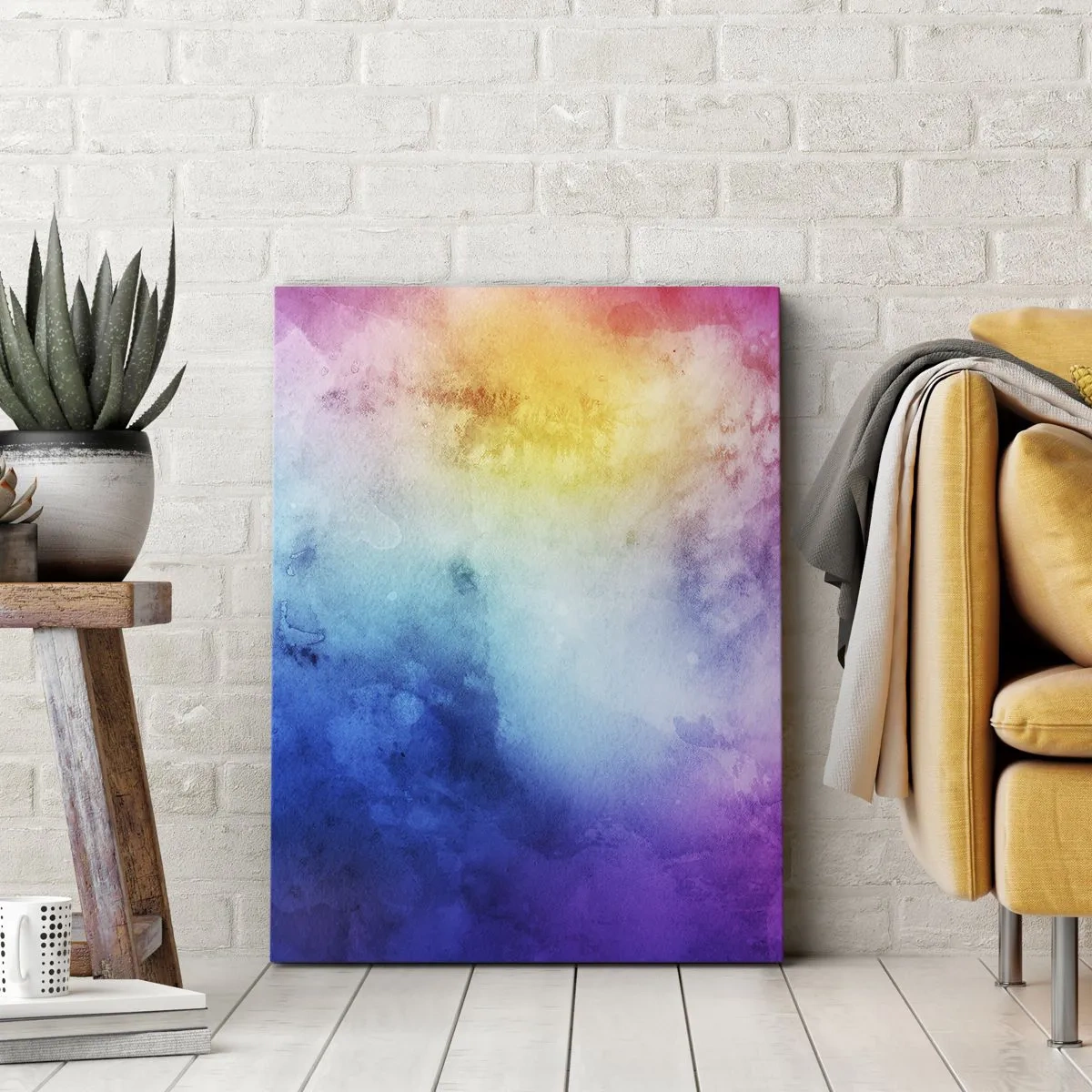 Impression sur toile - Image sur toile - Une composition abstraite dans des tons pastel de rose et de bleu. - 50x70cm - Presque au septième ciel - Décoration murale moderne pour le salon et la chambre ARTTOR