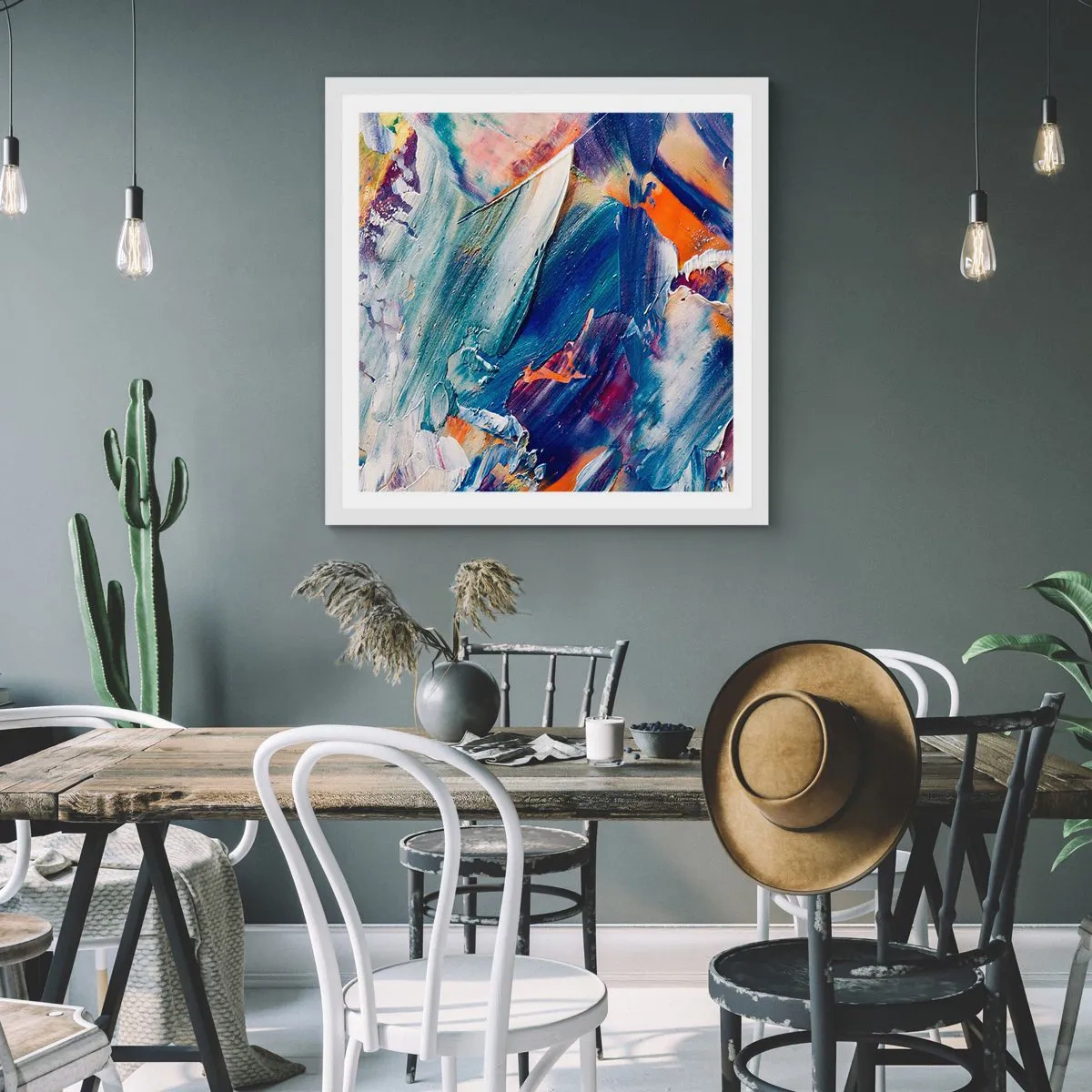 Affiche dans un cadre blanc - Poster - Confusion des couleurs - 40x40 cm