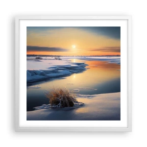 Affiche dans un cadre blanc - Poster - Coucher de soleil d'hiver - 50x50 cm