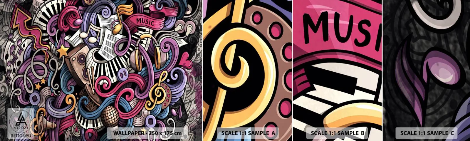 Échantillon de Papier Peint Autocollant Deluxe Sticker - Mélodie compliquée - Musique, Mural, Graffiti - 100x30 cm