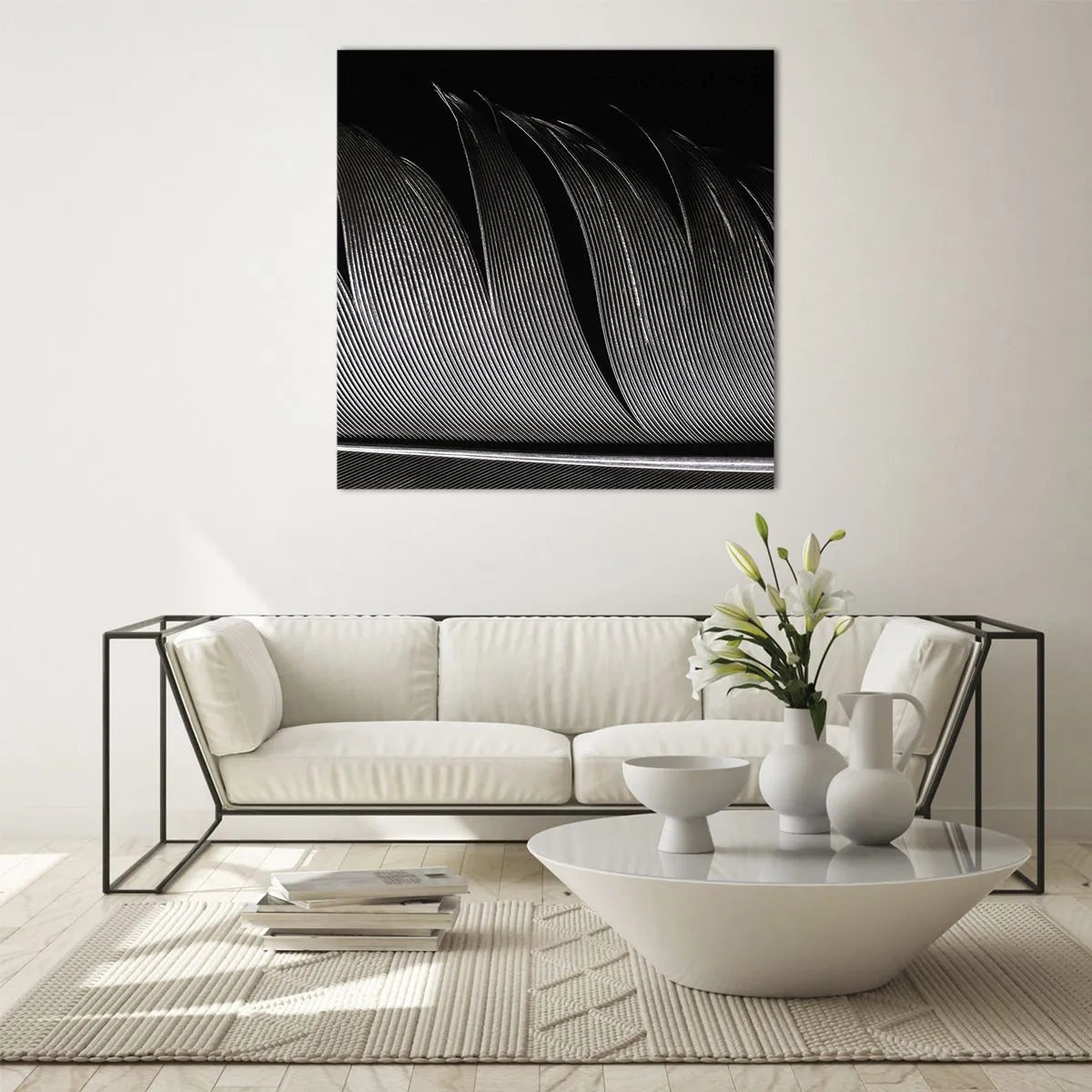 Impression sur verre - Image sur verre - La plume – un design magnifique - 70x70 cm