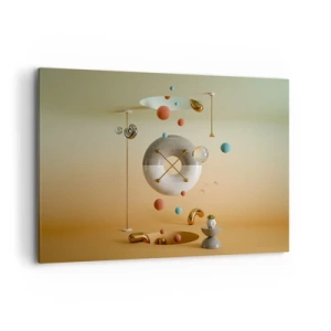 Impression sur toile - Image sur toile - Figures géométriques aux couleurs pastel dans un arrangement surréaliste - 100x70cm - Tout peut arriver - Décoration murale moderne pour le salon et la chambre ARTTOR