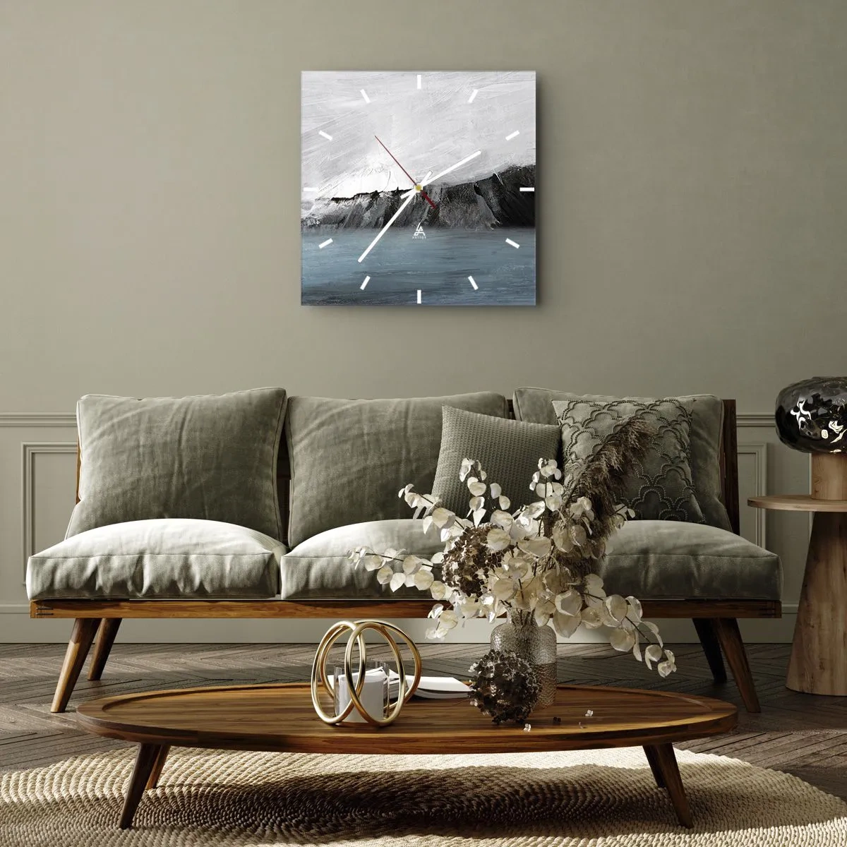 Horloge murale - Pendule murale - Eau – terre : choc des éléments - 30x30 cm