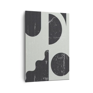 Impression sur toile - Image sur toile - Motifs géométriques dans les tons de noir et de gris - 70x100cm - Composition dessus et dessous - Décoration murale moderne pour le salon et la chambre ARTTOR