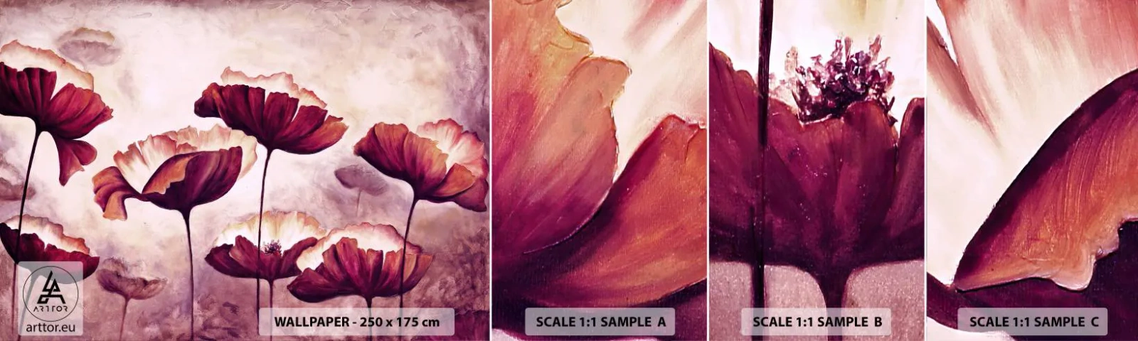 Échantillon de Papier Peint Autocollant Deluxe Sticker - Pétale rouge et blanc - Abstraction, Fleurs, Morceau - 100x30 cm