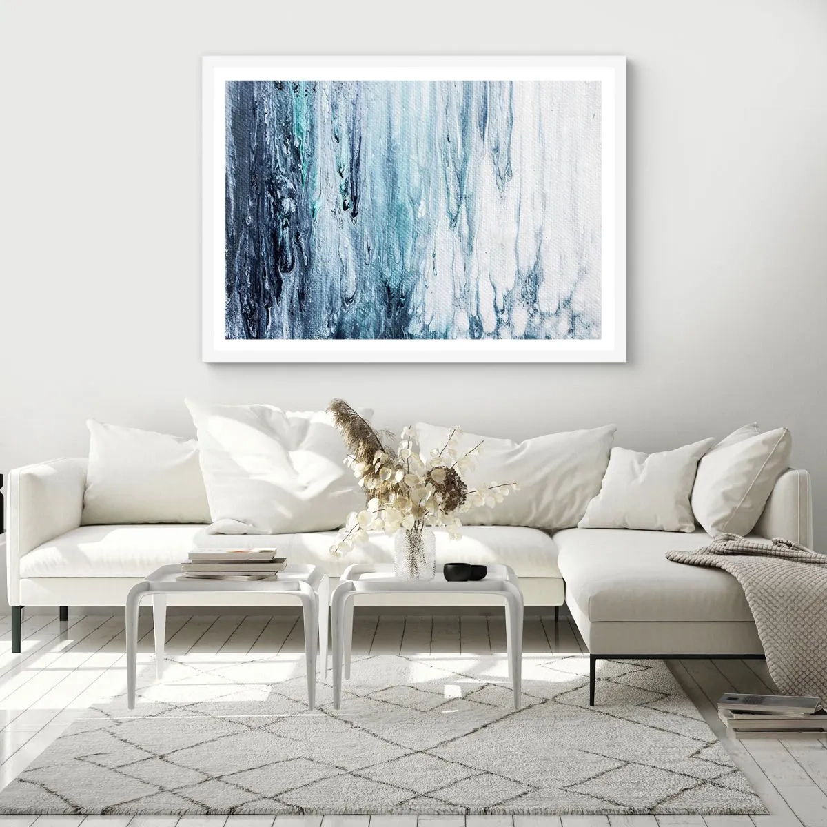 Affiche dans un cadre blanc - Poster - Une glace bleue - 70x50 cm