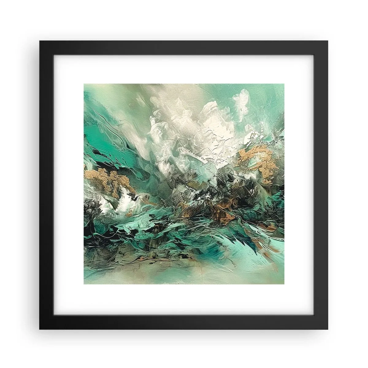 Affiche dans un cadre noir - Poster - Ressac émeraude et noir - 30x30 cm