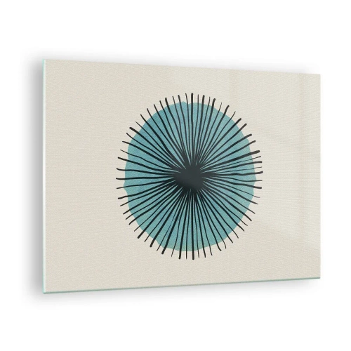 Impression sur verre - Image sur verre - Motif géométrique dans les tons turquoise et noir - 70x50cm - Rayonnant dans l'azur - Décoration murale moderne pour le salon et la chambre ARTTOR