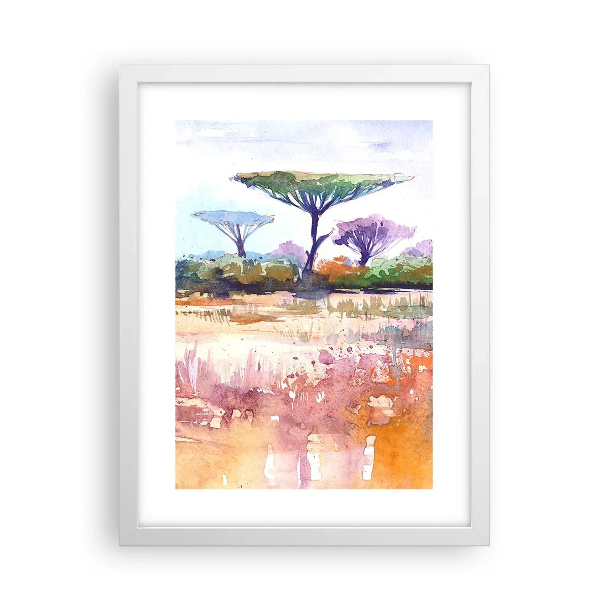 Affiche dans un cadre blanc - Poster - Couleurs de savane - 30x40 cm