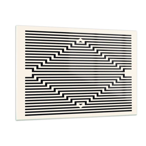 Impression sur verre - Image sur verre - Un motif fascinant de lignes noires et blanches créant une illusion - 120x80cm - Illusion géométrique - Décoration murale moderne pour le salon et la chambre ARTTOR