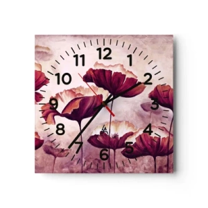 Horloge murale - Pendule murale - Pétale rouge et blanc - 30x30 cm