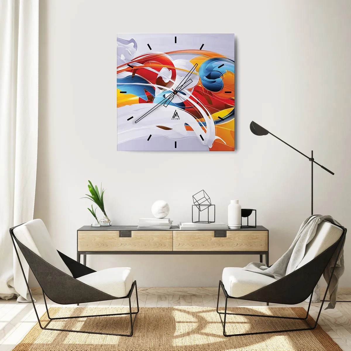 Horloge murale - Pendule murale - La danse des éléments - 30x30 cm