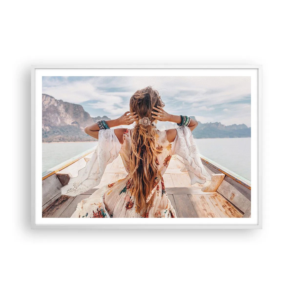 Affiche dans un cadre blanc - Poster - En route vers le bonheur - 100x70 cm