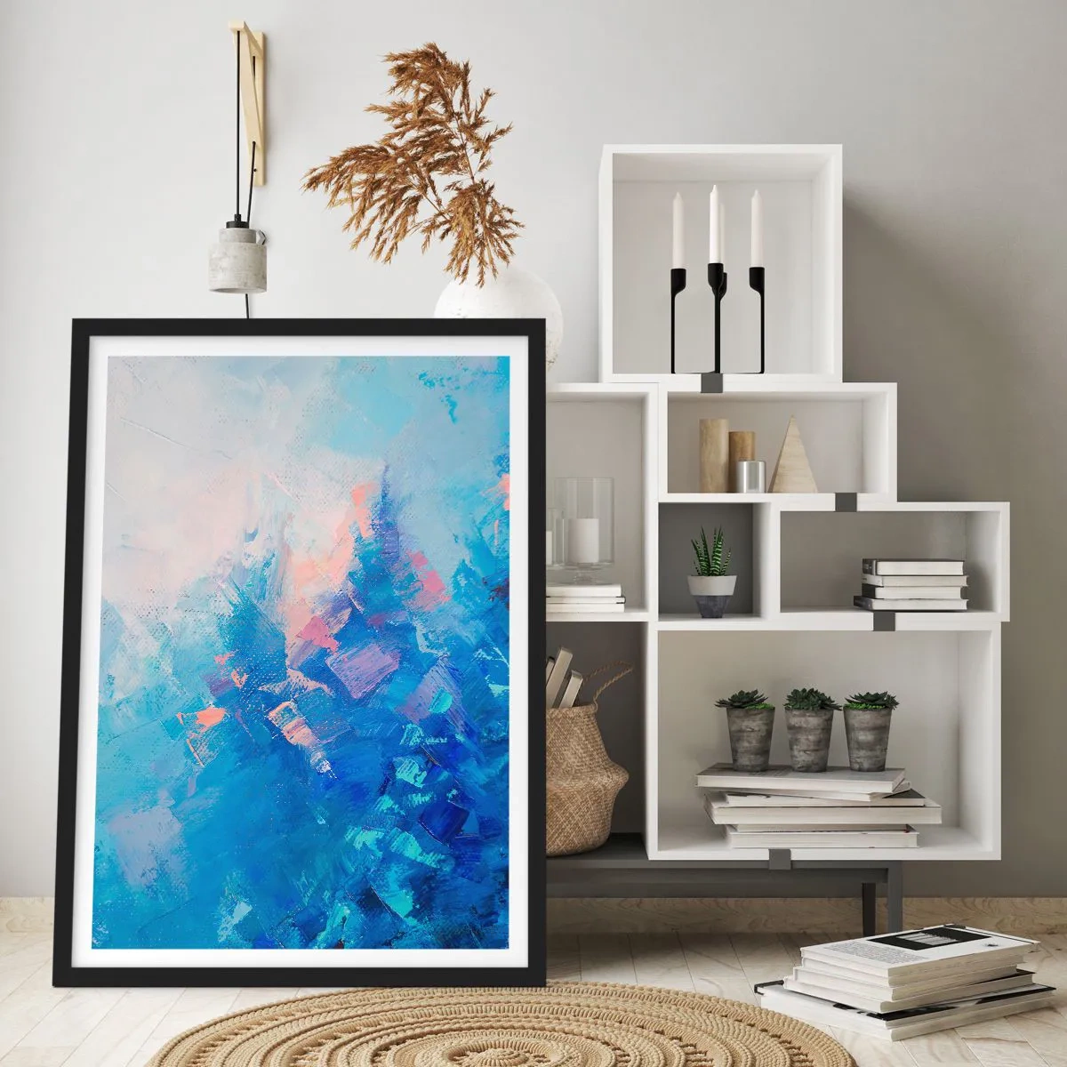 Affiche dans un cadre noir - Poster - Abstraction hivernale - 40x50 cm