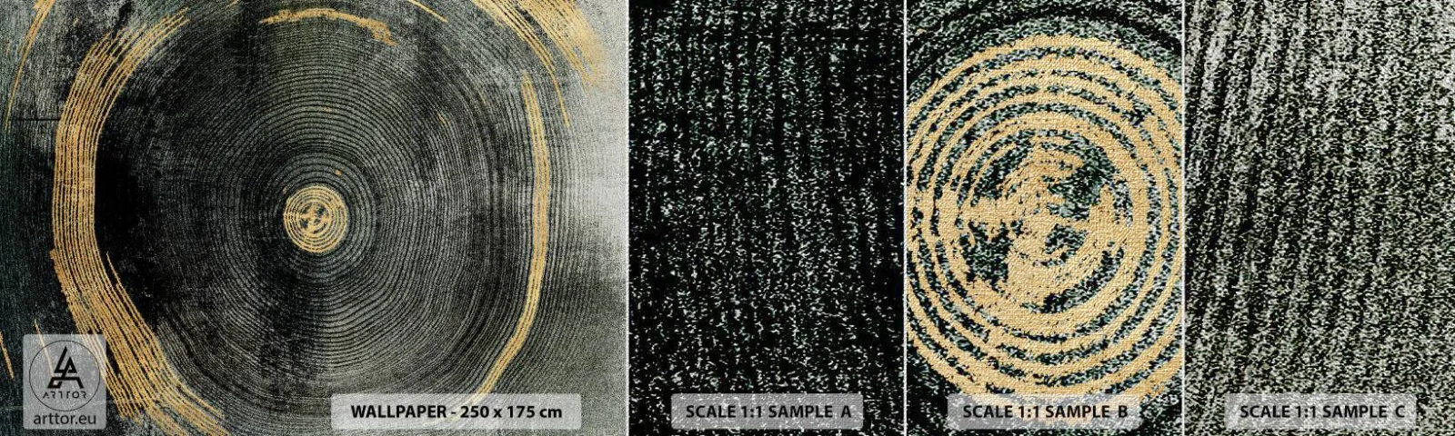 Échantillon de Papier Peint Premium Canvas - Changement et persistance - Sombre, Bois, Art Déco - 100x30 cm