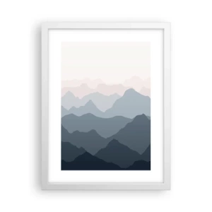 Affiche dans un cadre blanc - Poster - Vagues de montagnes - 30x40 cm