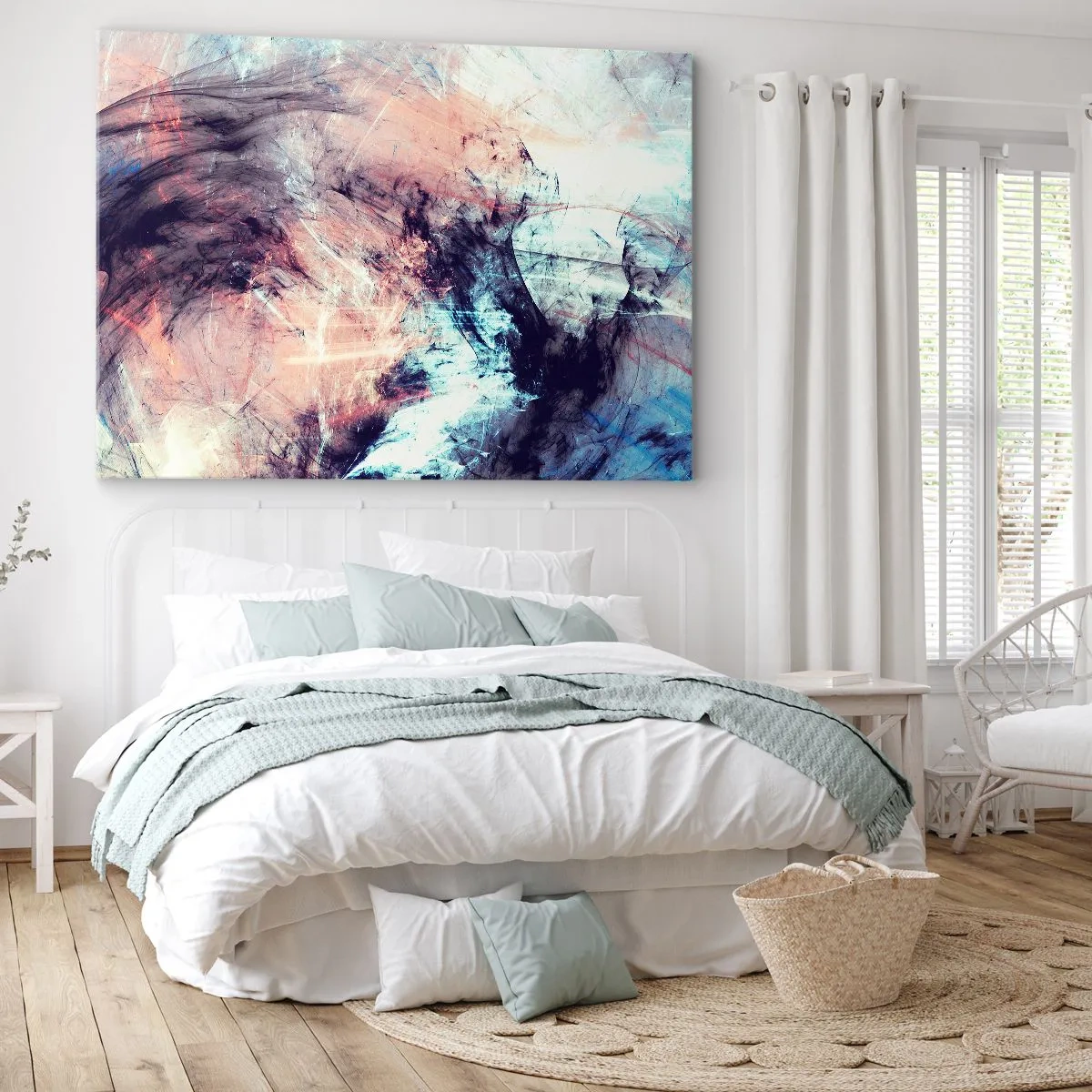Impression sur toile - Image sur toile - Composition abstraite aux tons pastel et sombres - 100x70cm - Sentir le vent - Décoration murale moderne pour le salon et la chambre ARTTOR