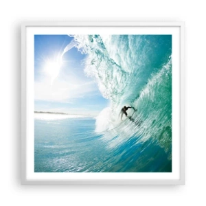 Affiche dans un cadre blanc - Poster - Toujours sur la vague - 60x60 cm
