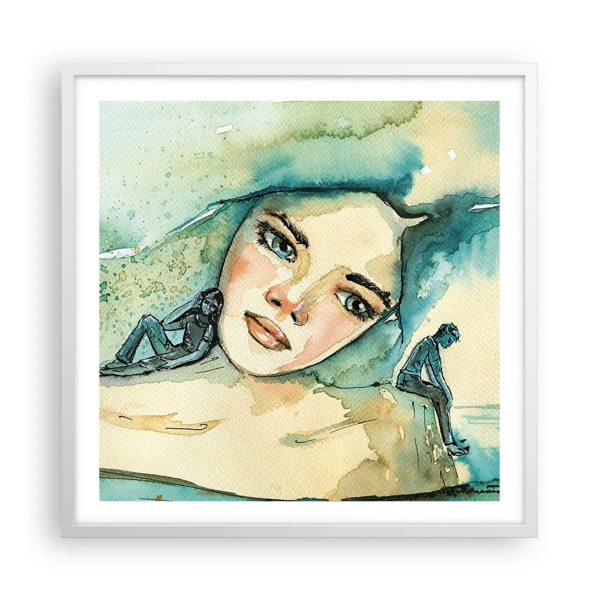 Affiche dans un cadre blanc - Poster - Suis-je bleu? - 60x60 cm