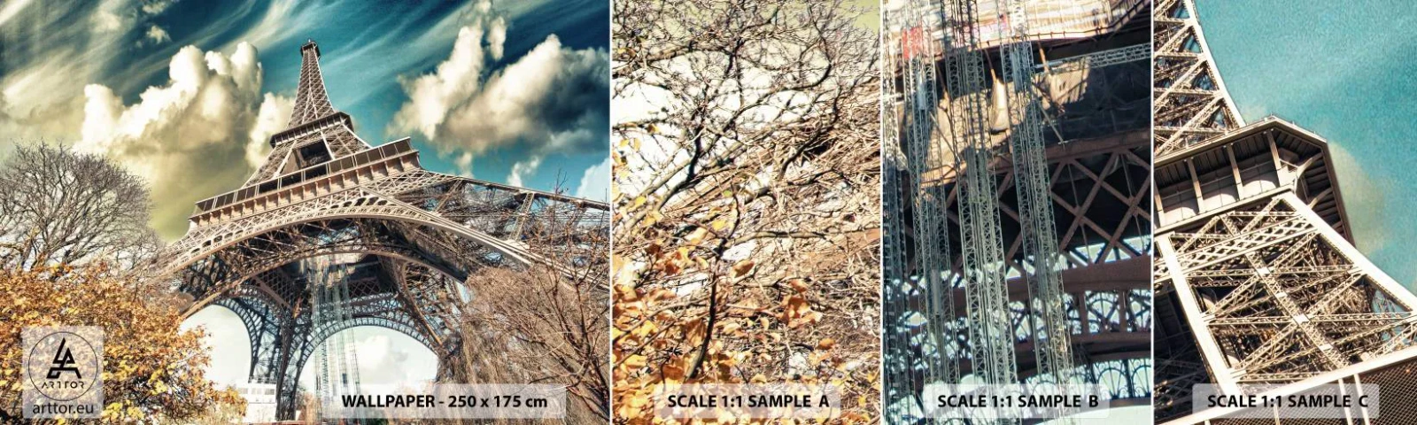 Échantillon De Papier Peint Standard Eco - Et en automne à Paris... - Ville, Paris, tour Eiffel - 100x30 cm