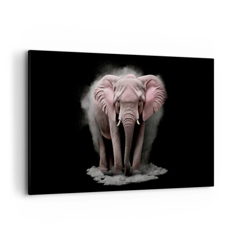 Impression sur toile - Image sur toile - Une interprétation artistique d'un éléphant rose sur fond noir - 120x80cm - Ne pensez pas à un éléphant rose ! - Décoration murale moderne pour le salon et la chambre ARTTOR