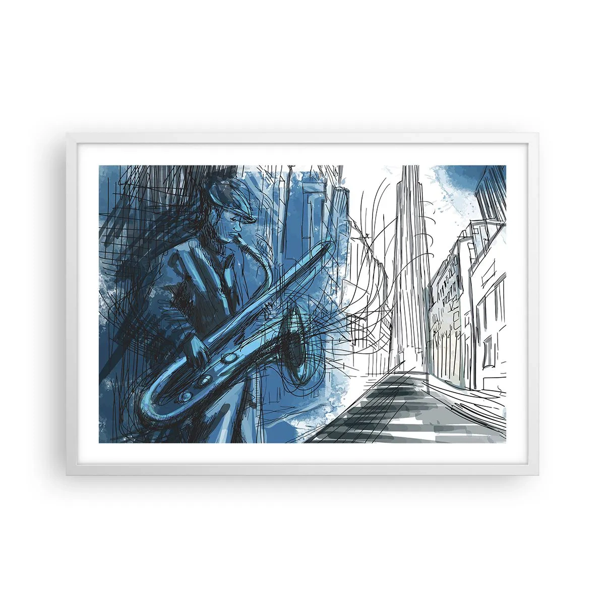 Affiche dans un cadre blanc - Poster - Rhapsodie urbaine - 70x50 cm