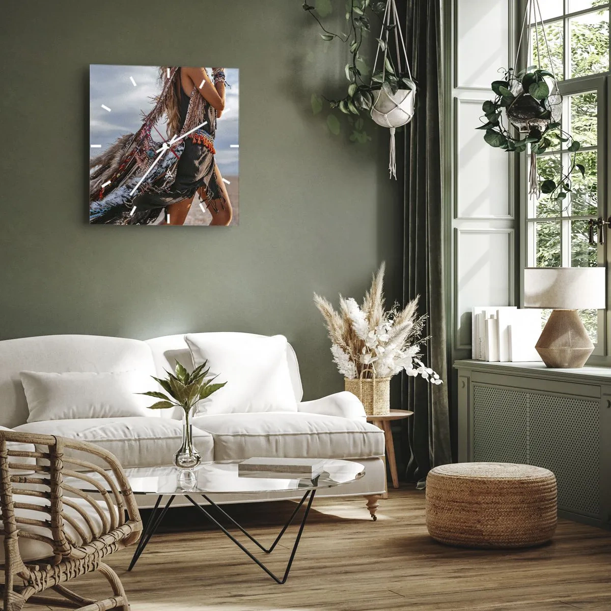 Horloge murale - Pendule murale - La fille du chaman - 30x30 cm