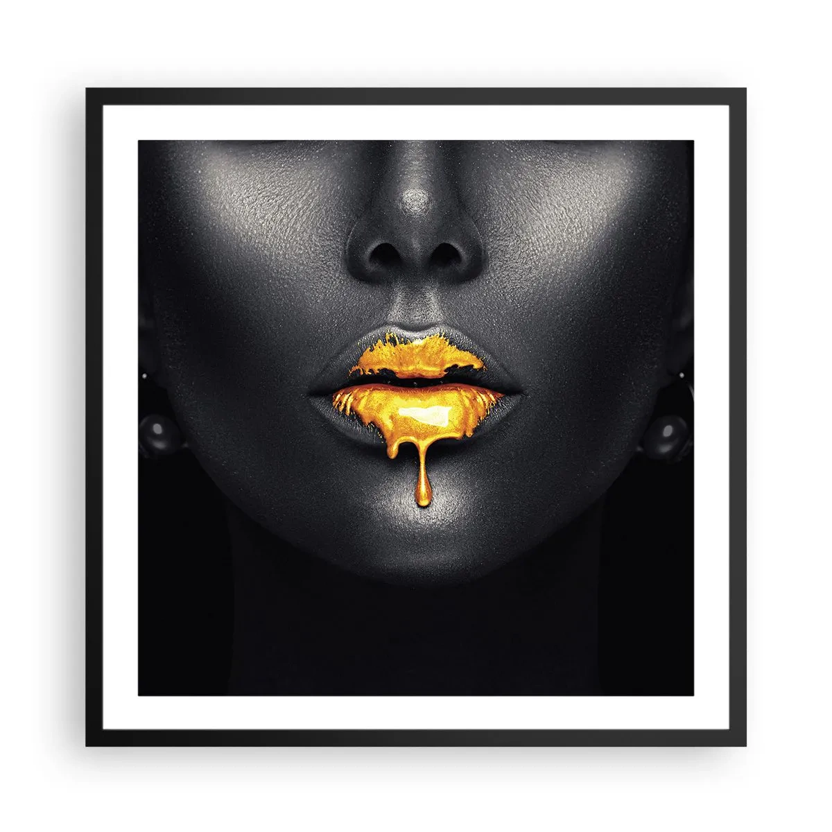 Affiche dans un cadre noir - Poster - Bouche d'or - 60x60 cm