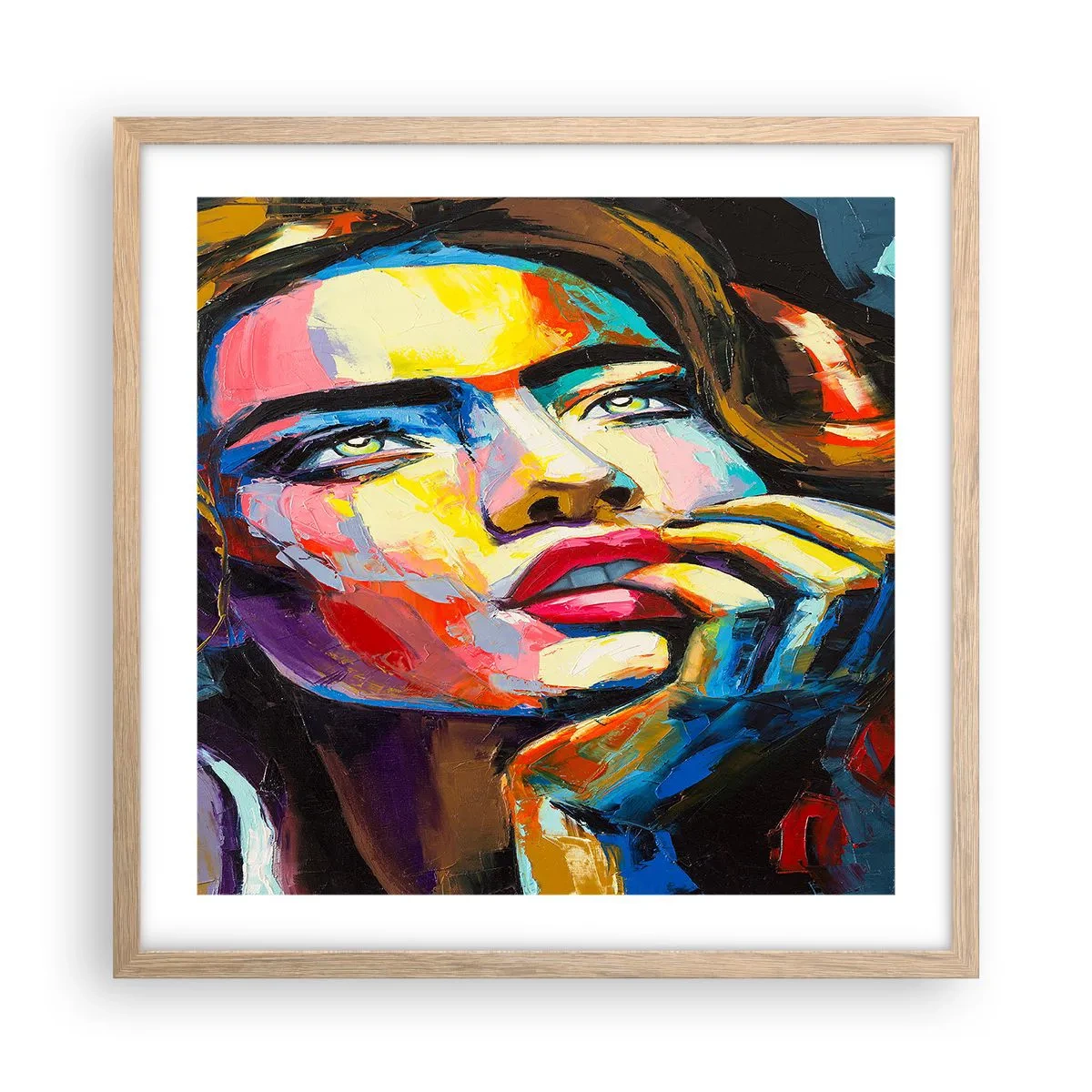 Affiche dans un chêne clair - Poster - Les rêves volent dans le ciel comme des oiseaux - 50x50 cm