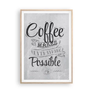Affiche dans un chêne clair - Poster - Comment ne pas aimer le café maintenant - 70x100 cm