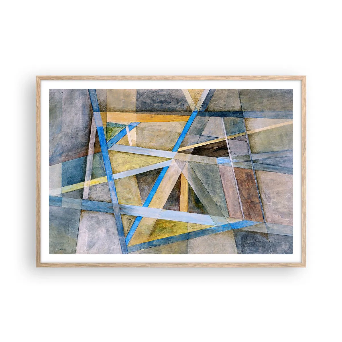 Affiche dans un chêne clair - Poster - Tout droit ou en diagonale ? - 100x70 cm