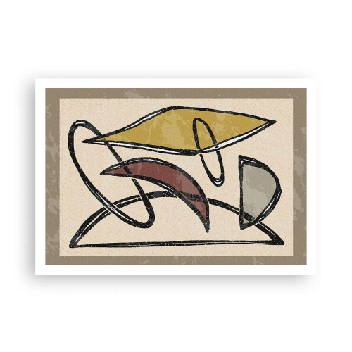 Affiche - Poster - Abstraction avec des formes géométriques et des couleurs sobres - 100x70cm - Verticales et horizontales - Décoration murale moderne pour le salon et la chambre ARTTOR