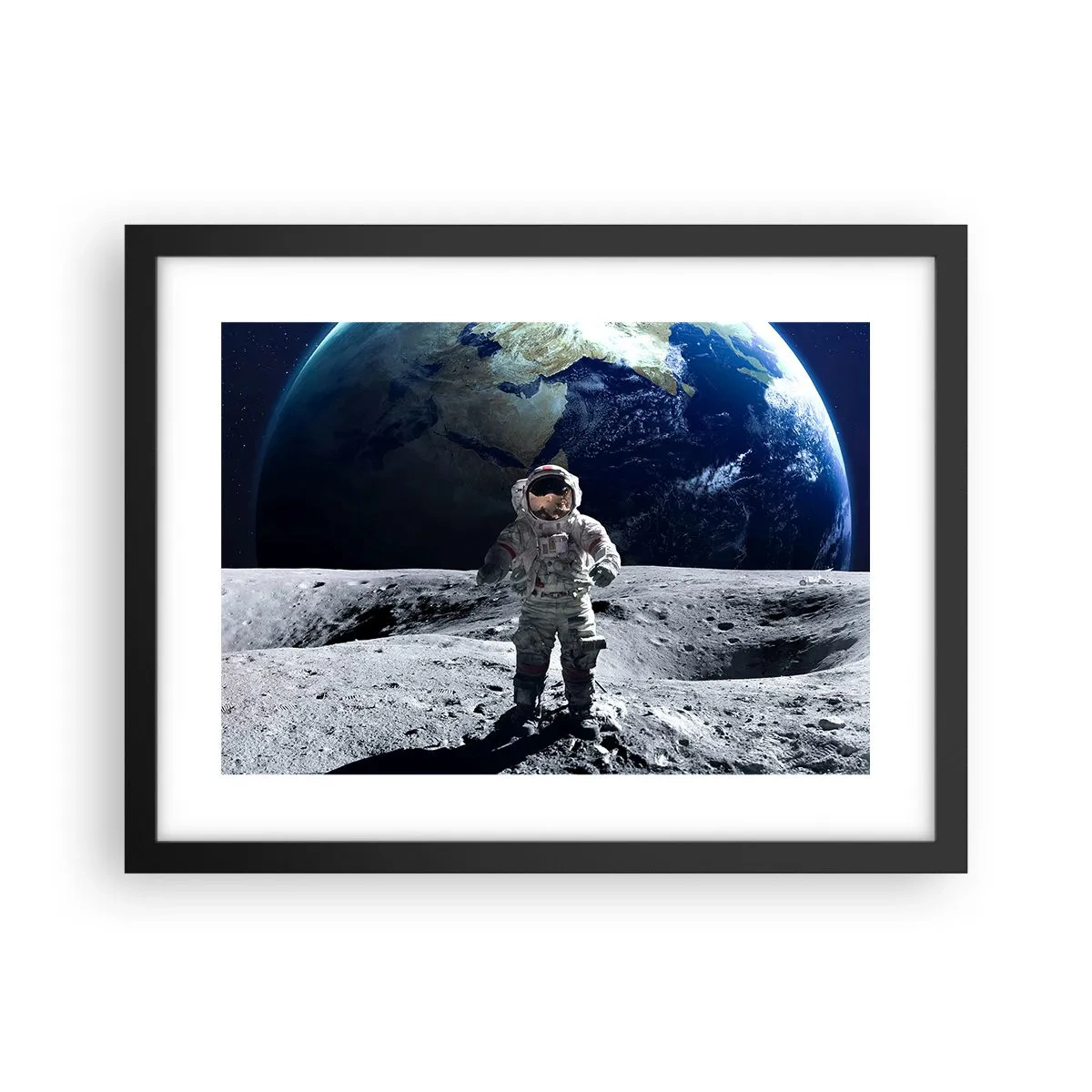 Affiche dans un cadre noir - Poster - Salutations de la lune - 40x30 cm