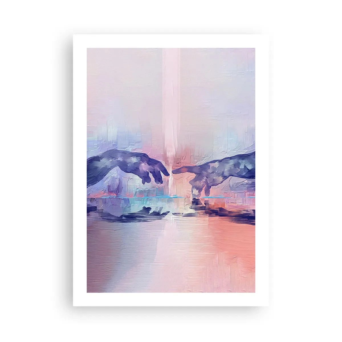 Affiche - Poster - Mains abstraites aux couleurs pastel - 50x70cm - Divine étincelle de vie - Décoration murale moderne pour le salon et la chambre ARTTOR