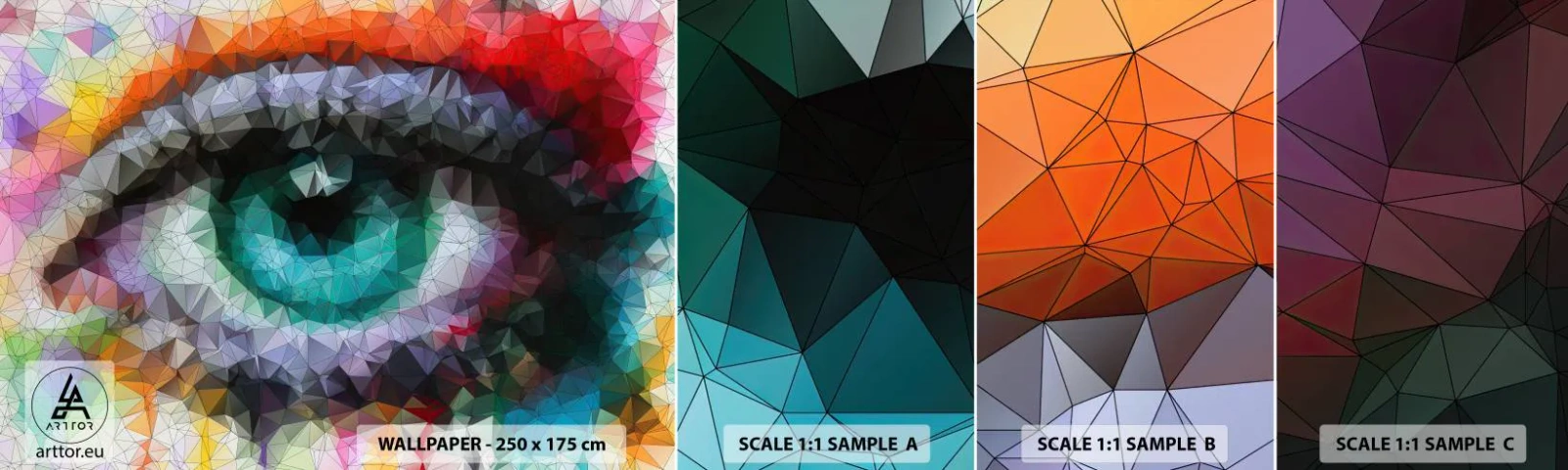 Échantillon de Papier Peint Autocollant Deluxe Sticker - Lueur cristalline des yeux - Abstraction, Œil, Graphique - 100x30 cm