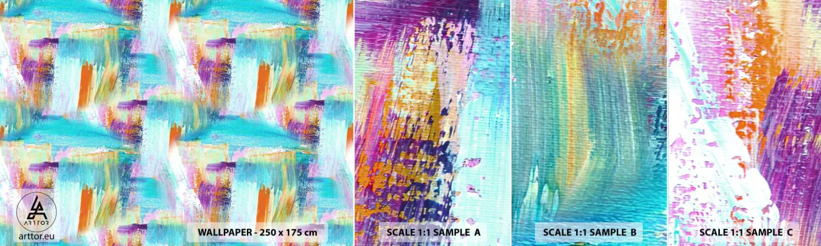 Échantillon de Papier Peint Autocollant Deluxe Sticker - Labyrinthe reluisant - Abstraction, Morceau, Peinture - 100x30 cm