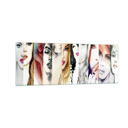 Impression sur verre - Image sur verre - Une collection de portraits de femmes dans divers styles artistiques. - 140x50cm - Et c'est toujours TOI - Décoration murale moderne pour le salon et la chambre ARTTOR