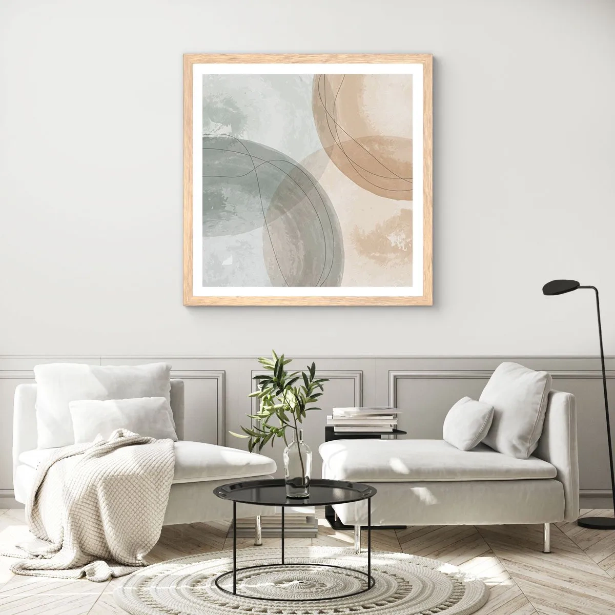 Affiche dans un chêne clair - Poster - Mondes pénétrants - 60x60 cm