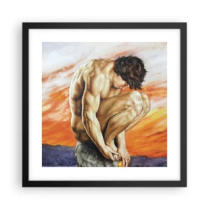 Affiche dans un cadre noir - Poster - Plongé dans ses pensées - 40x40 cm
