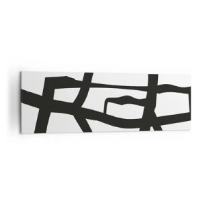 Impression sur toile - Image sur toile - Motif minimaliste noir et blanc avec des lignes géométriques - 160x50cm - Conception noir et blanc - Décoration murale moderne pour le salon et la chambre ARTTOR