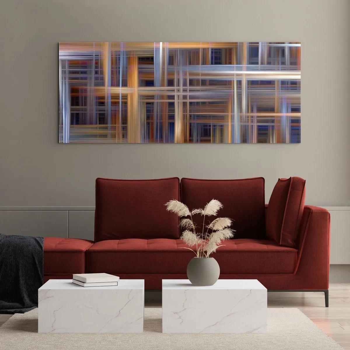 Impression sur verre - Image sur verre - Motifs géométriques abstraits aux couleurs pastel - 160x50cm - Tissé de lumière - Décoration murale moderne pour le salon et la chambre ARTTOR