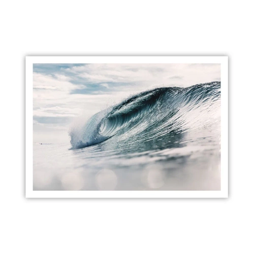 Affiche - Poster - Une vague de mer capturée dans un moment dynamique contre le ciel - 100x70cm - Pic d'eau - Décoration murale moderne pour le salon et la chambre ARTTOR