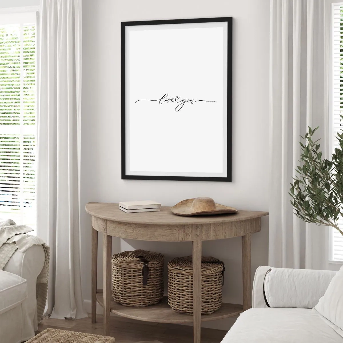 Affiche dans un cadre noir - Poster - Noir sur blanc - 40x50 cm