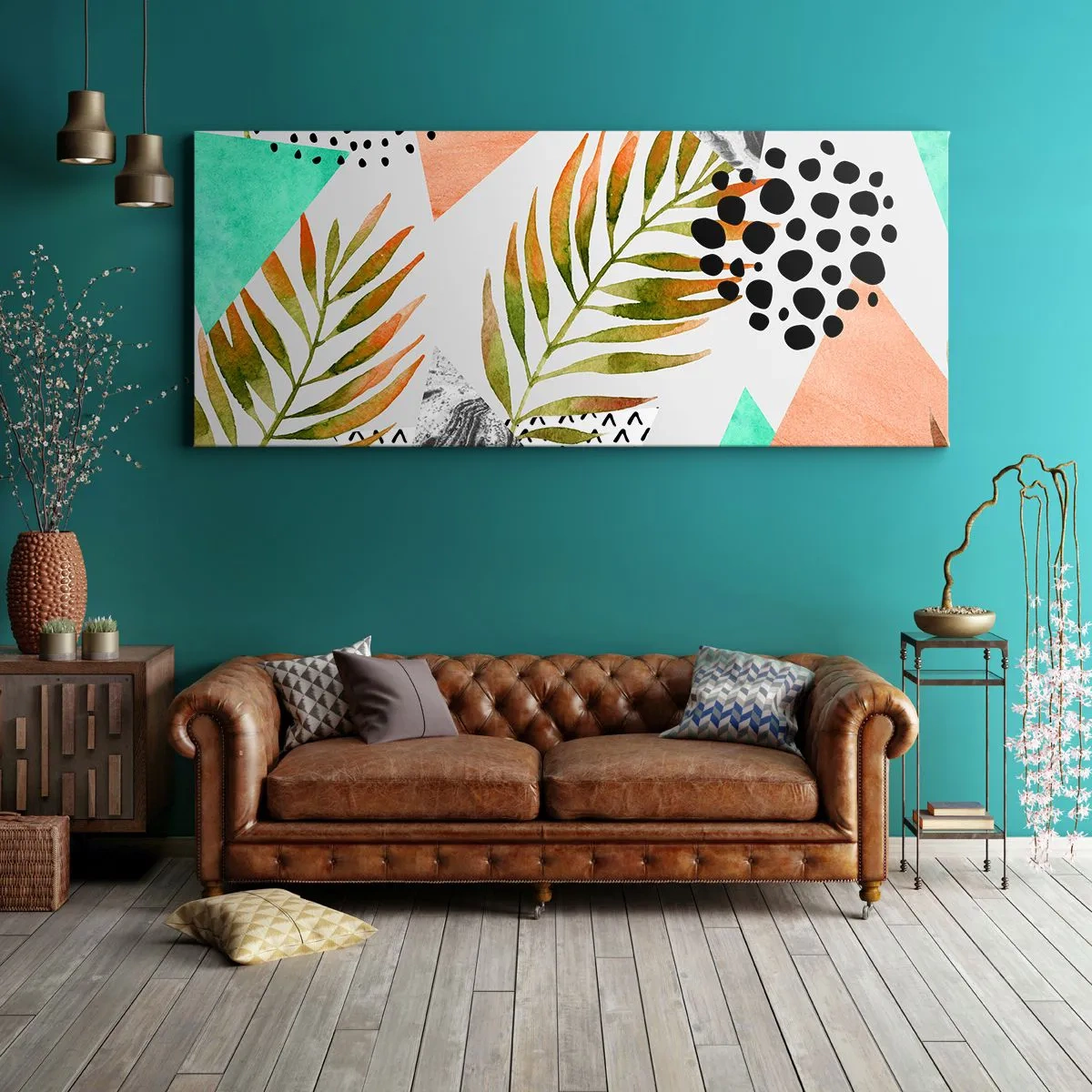 Impression sur toile - Image sur toile - Décoration avec feuille de palmier - 100x40 cm